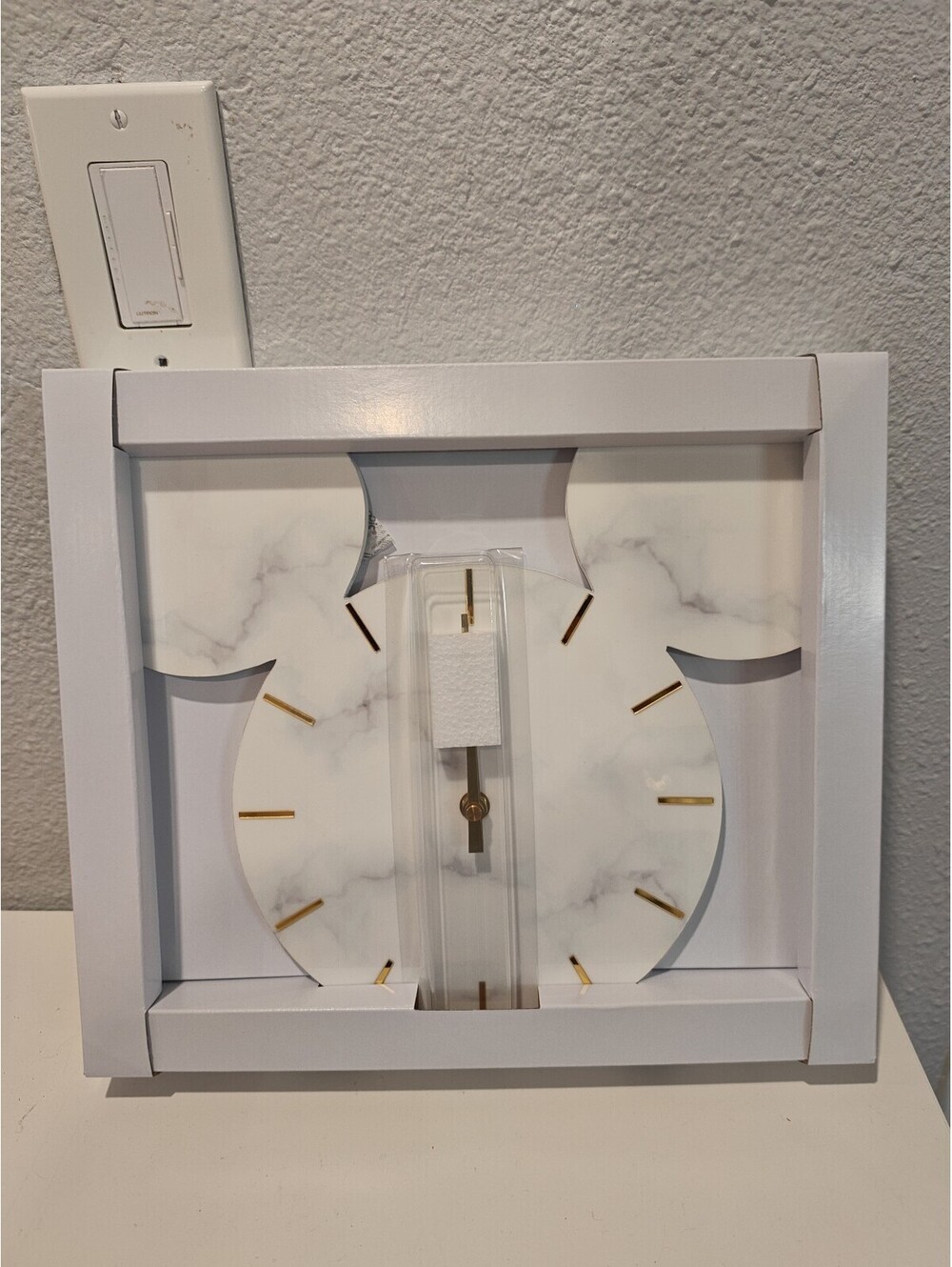 Disney Mickey Mouse Wall Clock with Marble Design and Gold T